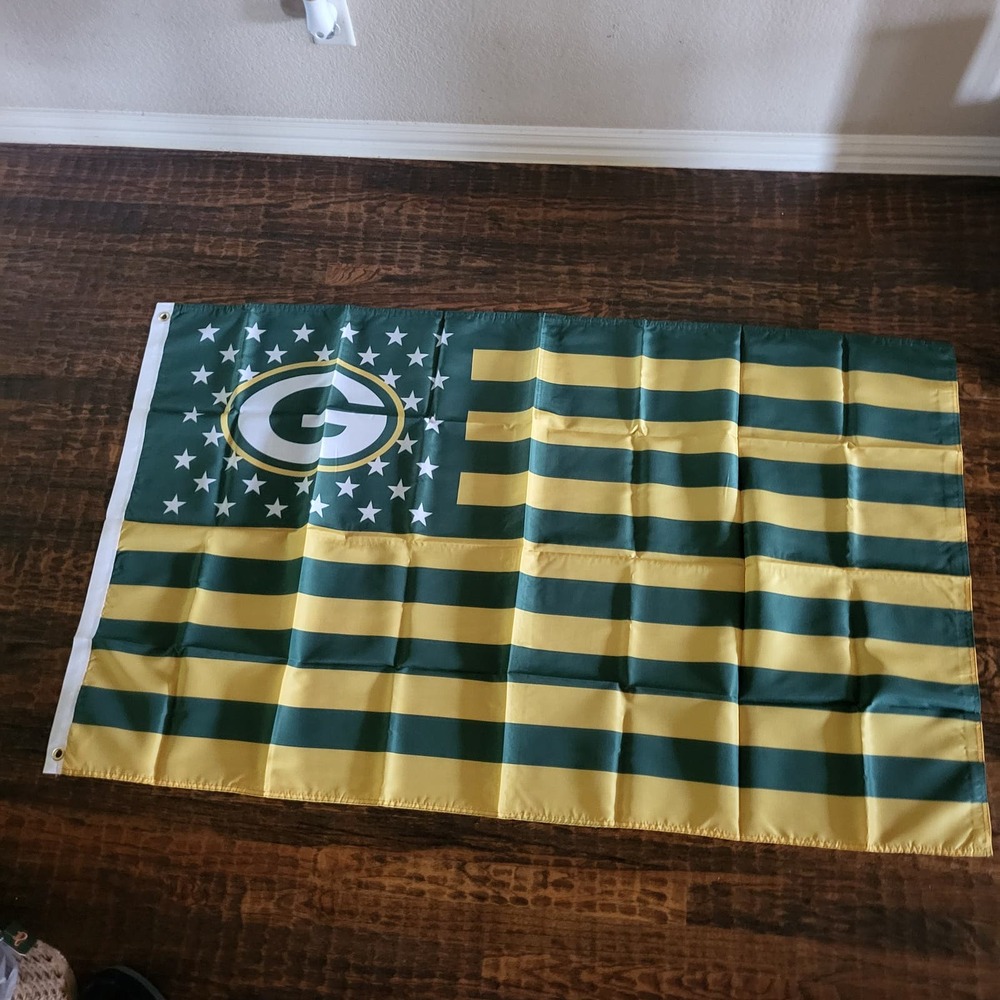 Green Bay Packers USA Flag Banner New 3x5 Ft Mancave Tailgate Gameday‎ Office